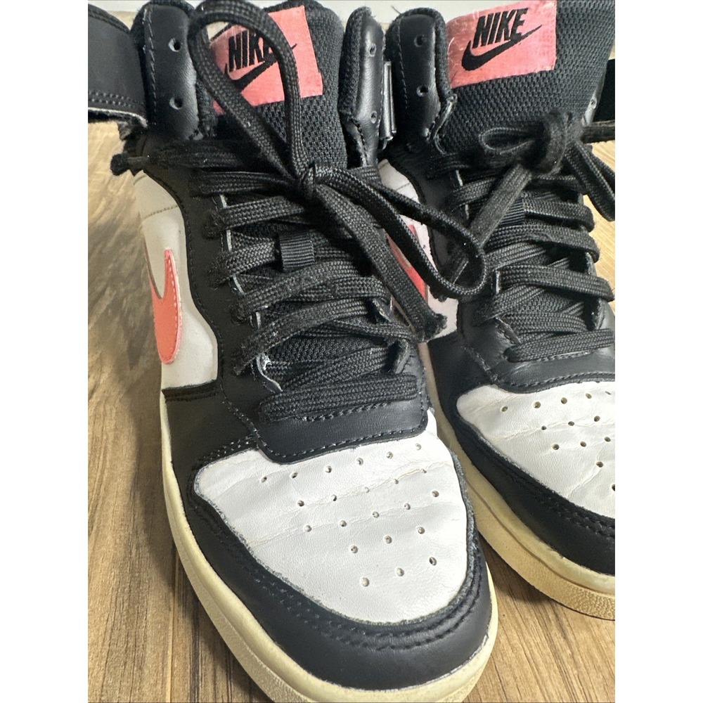 Nike Size 4.5Y Court Borough Mid 2 White Black Pink Basketball Shoes - Picture 5 of 13
